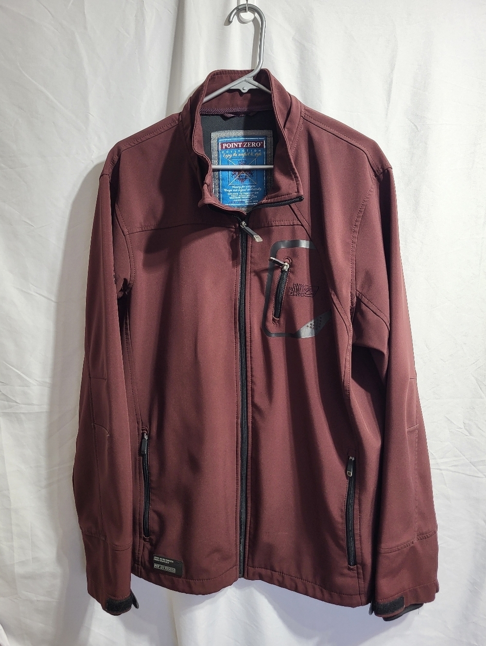 Point Zero Men’s Maroon Full-Zip Performance Jacket, Size XL